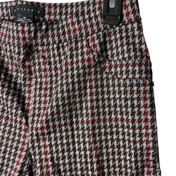 Anthropologie Sanctuary Red Plaid Houndstooth Skinny Pants Womens Medium NWT* - Picture 5 of 10